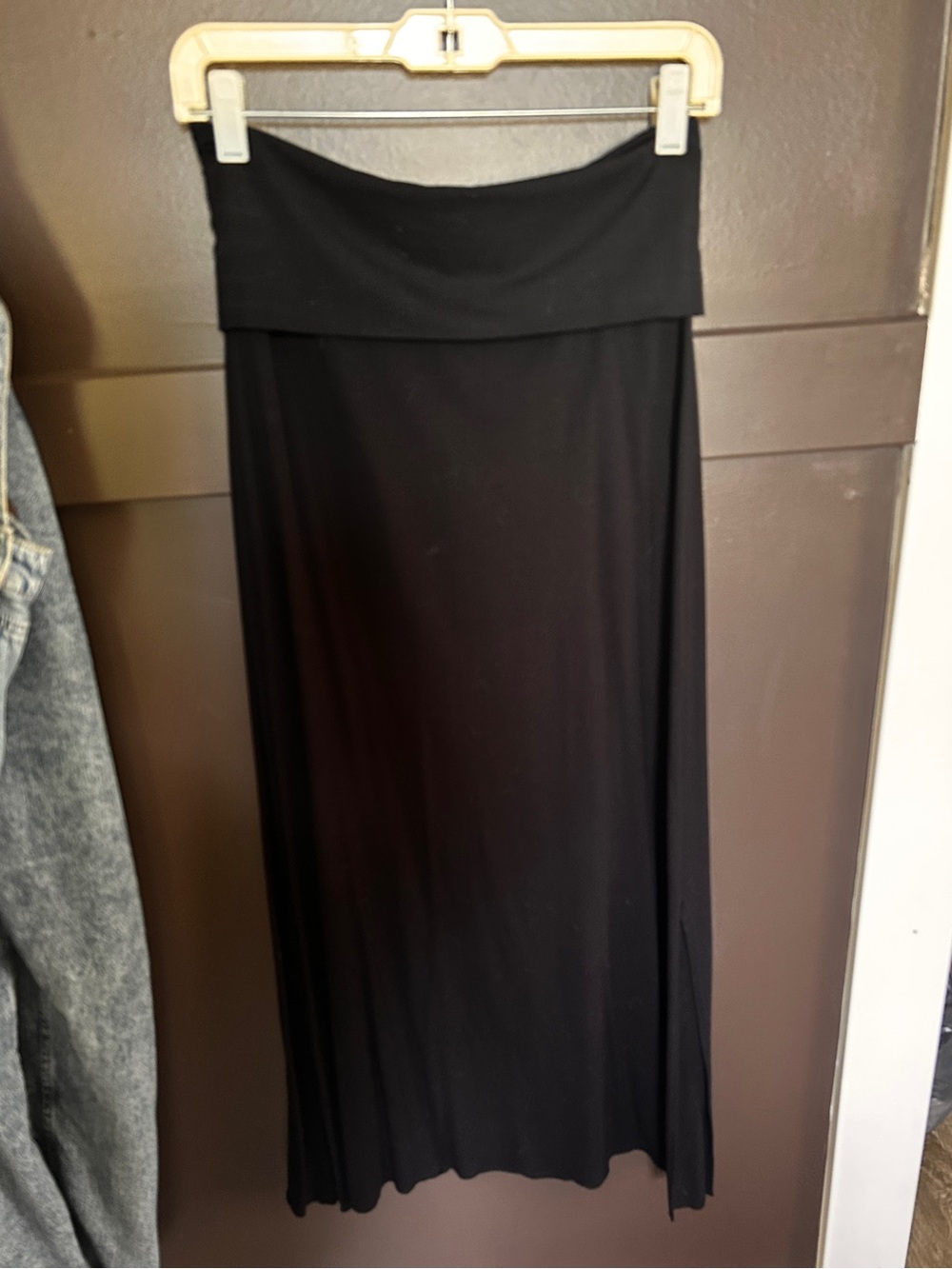 Indigo Luna Black Fold-Over Waist Maxi Skirt
